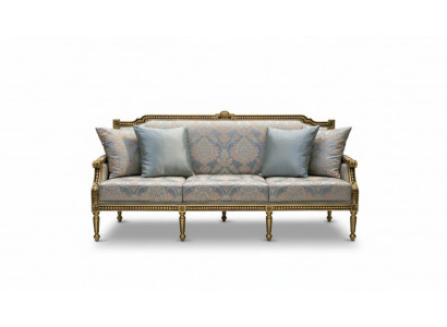 Three-seater couch, upholstered sofa, 3-seat luxury sofa, room blue three-seater.