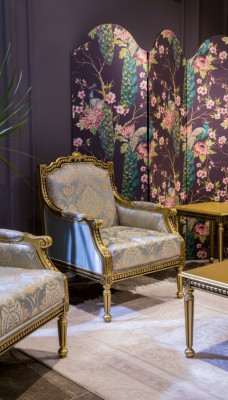 Armchair Single Luxury 1 Seater Upholstered Seat Designer Textile Seat Fabric Art Deco