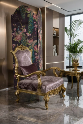 Armchair Single-Seater Luxury 1-Seater Upholstered Seat Baroque Textile Fabric Art Deco