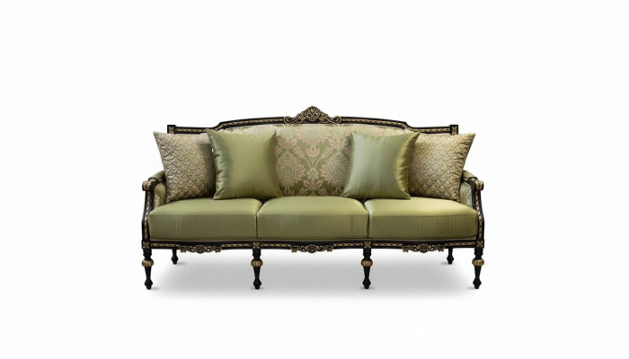 Luxury Three-Seater Modern Couch Upholstery Furniture Sofas Fabric Textile Green