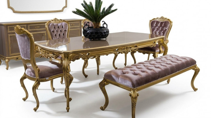 Dining Room Set Dining Table Classic Real Wood Luxury 4-piece Chair Set Group