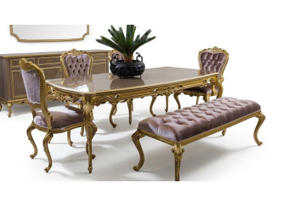 Dining Room Set Dining Table Classic Real Wood Luxury 4-piece Chair Set Group