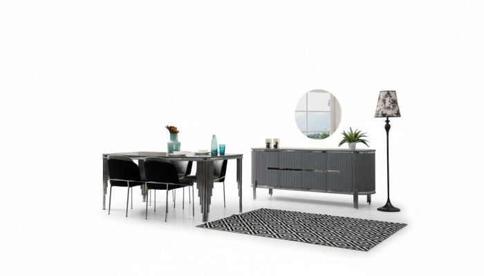 Dining room set luxury dining table chair group suite wood table sideboard set 6-piece.