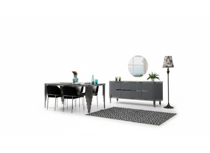 Dining room set luxury dining table chair group suite wood table sideboard set 6-piece.