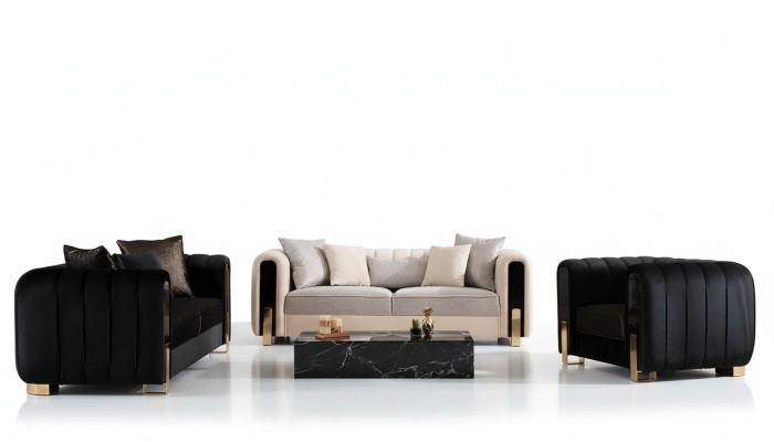 Luxury Suite Set Sofa Set 3+3+1 Seater Sofa Sofas Armchair Fabric 3-piece Sets