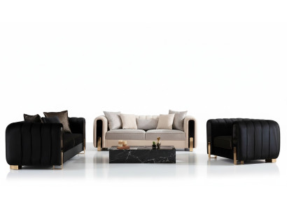 Luxury Suite Set Sofa Set 3+3+1 Seater Sofa Sofas Armchair Fabric 3-piece Sets