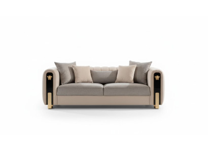 Luxurious upholstered 3-seater sofa in beige in contemporary style
