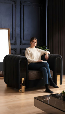 Medusa chair luxury single-seater couch textile upholstery furniture couches black fabric