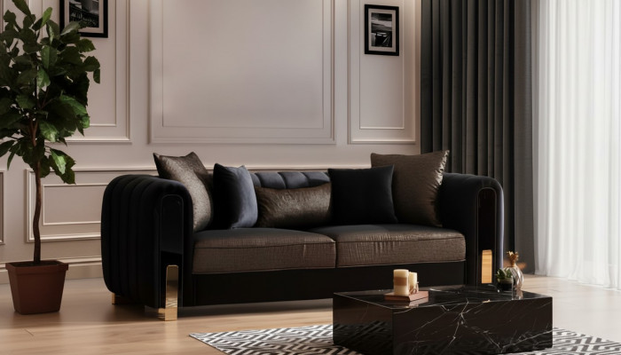 Medusa three-seater sofa 3-seater couches sofas luxury upholstered couch black fabric
