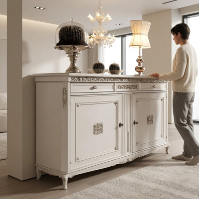Classic Antique Style Dresser Sideboard Chest Wooden Cabinet Sideboard White New