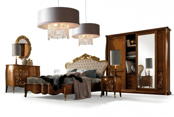 Bedroom set hotel design bedroom luxury bed nightstand dresser 6-piece set