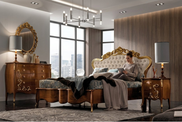 Bedding Set Bed Luxury Classic Bedroom Hotel Bed Baroque Furniture Wood
