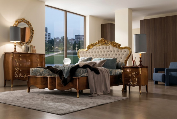 Bedding Set Bed Luxury Classic Bedroom Hotel Bed Baroque Furniture Wood