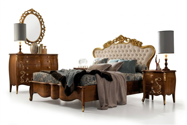 Bedding Set Bed Luxury Classic Bedroom Hotel Bed Baroque Furniture Wood