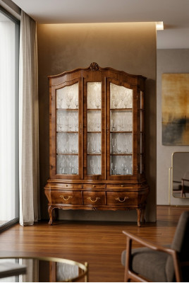 Living room sideboard with 3 drawers and glass doors, dining room sideboard, solid wood.