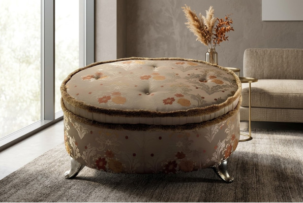 Oval table, Chesterfield upholstered stool, footstool, ottoman, sofa, side round