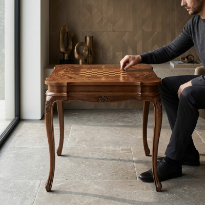 Chess table, game table, table with chess, miniature, study furniture, tables, board game