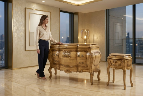 Chest of Drawers Wood Italian Style Furniture Luxury Dressers Baroque Sideboard Italy New