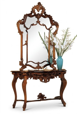 Console + Mirror Designer Console Table Wooden Table Console Luxury Set 2 pcs.