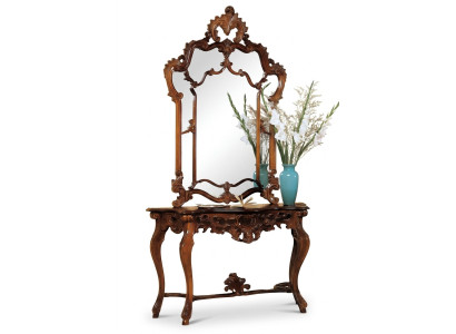 Console + Mirror Designer Console Table Wooden Table Console Luxury Set 2 pcs.