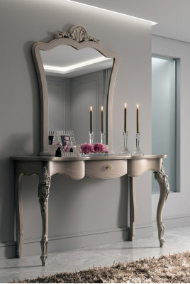 Console + Mirror Designer Console Table Wood Table Console Luxury Set 2 pcs.