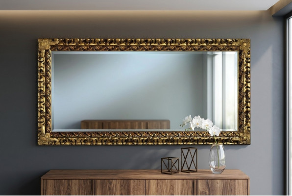 Mirror Italian Classic Designer Furniture Wall Mirror Wood Gold New XXL