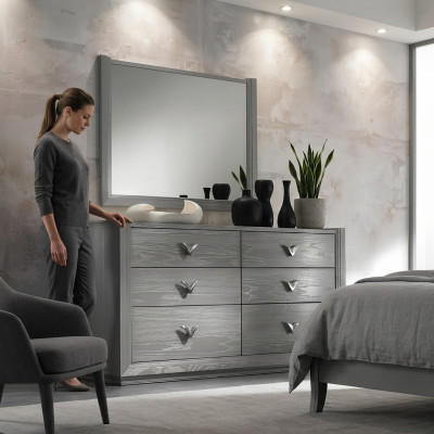 Console mirror set wood designer dressers cabinet shelf Italian set 2-piece.