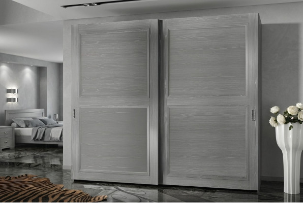 Wardrobe with sliding doors cupboards wood modern furniture furnishing.