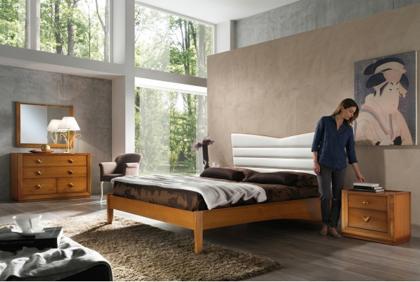 Luxury set bedroom bed nightstand double hotel beds upholstery design 3-piece set.