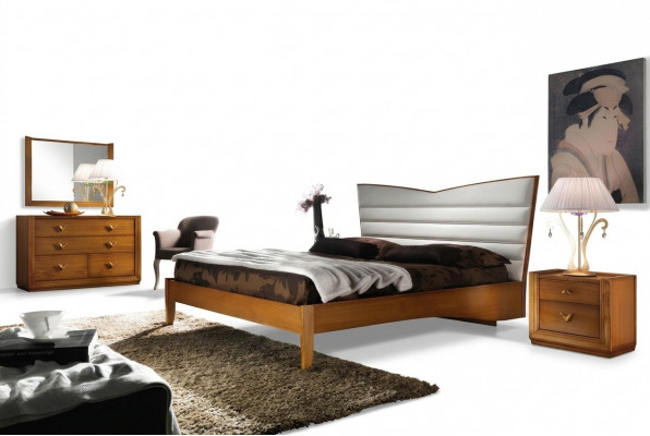 Luxury set bedroom bed nightstand double hotel beds upholstery design 3-piece set.
