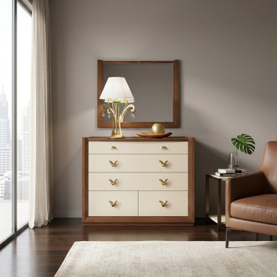 Chest of drawers, mirror, console, sideboards, wooden cabinets, console, Italy, set of 2 pieces.