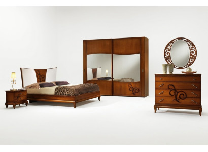 Bedroom bed nightstand wardrobe dresser mirror luxury new set 6-piece.