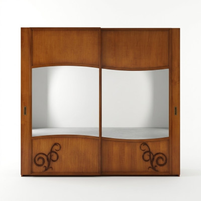 Wardrobe closet with sliding doors bedroom wall cabinets wood mirror
