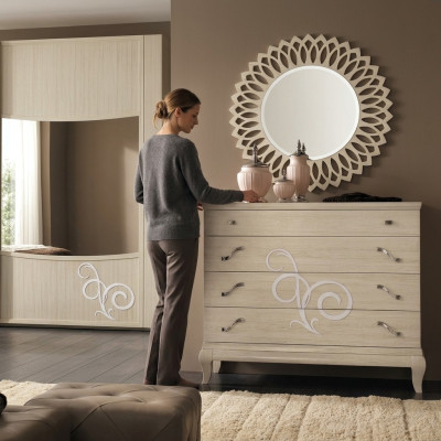 Dresser Mirror Wood Dressers Set Modern Cabinet Console Furniture New Set 2-piece