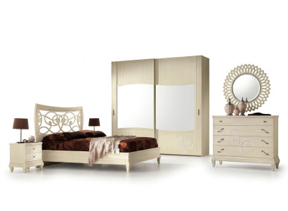 Bedroom bed nightstand wardrobe dresser mirror group new set 6-piece.