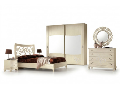Bedroom bed nightstand wardrobe dresser mirror group new set 6-piece.