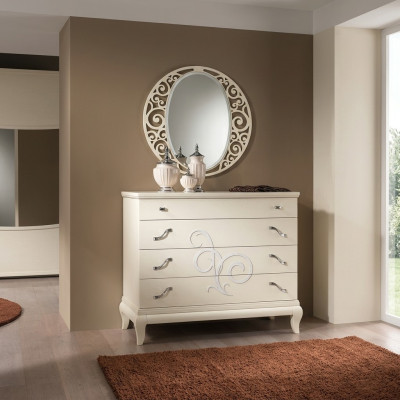 Dresser Mirror Dressers Cabinet Shelf Console Furniture Italy Set 2-piece.