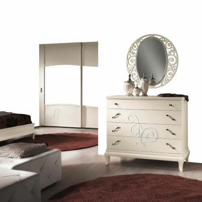 Dresser Mirror Dressers Cabinet Shelf Console Furniture Italy Set 2-piece.