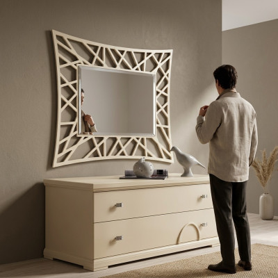 Mirror Hanging Mirror Wood Modern Wall Mirror Furniture Small Mirror Design 90x90 New