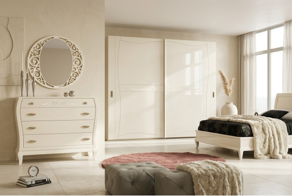 Dresser Mirror Dressers Cabinet Shelf Console Furniture Wooden Cabinet Italy Set 2-piece.