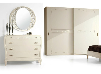 Dresser Mirror Dressers Cabinet Shelf Console Furniture Wooden Cabinet Italy Set 2-piece.