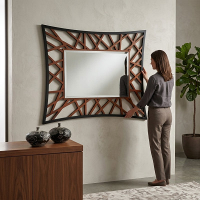 Mirror Wall-Mounted Mirror Wood Modern Wall Mirror Furniture Little Mirror Design 111x89 New