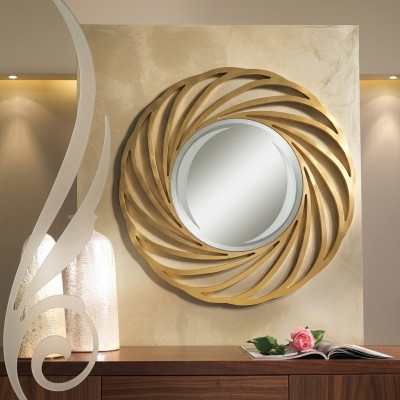 Round mirror, hanging mirror, wood, modern wall mirror, furniture mirror design, 90x90