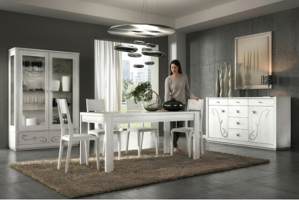 Dining room dining table chair cabinet display cabinet dining group table tables wood set 7-piece.