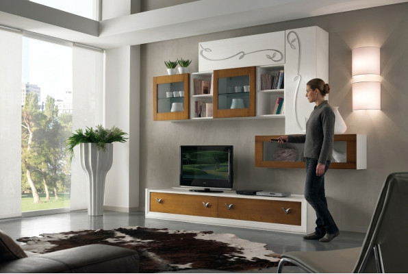 TV wall unit living room furniture luxury RTV living room walls cabinet shelf