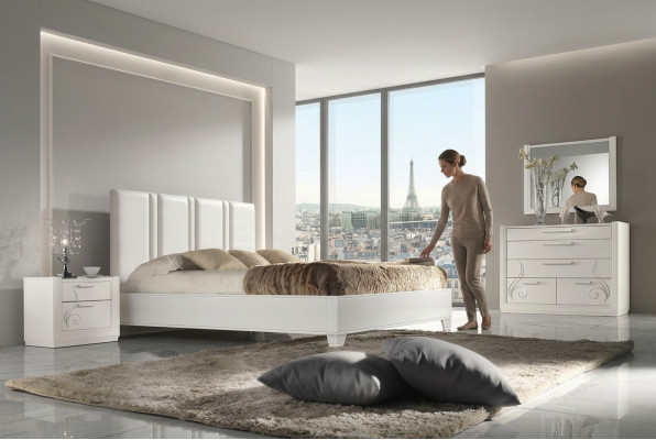 Bedroom Bed Nightstand Group Beds Luxury Bed Frame Wood Design Set 3-piece