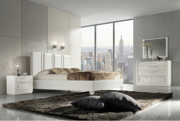 Bedroom Bed Nightstand Group Beds Luxury Bed Frame Wood Design Set 3-piece