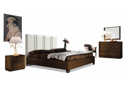 Bedroom bed nightstand dresser mirror double upholstered beds luxury 5-piece set.