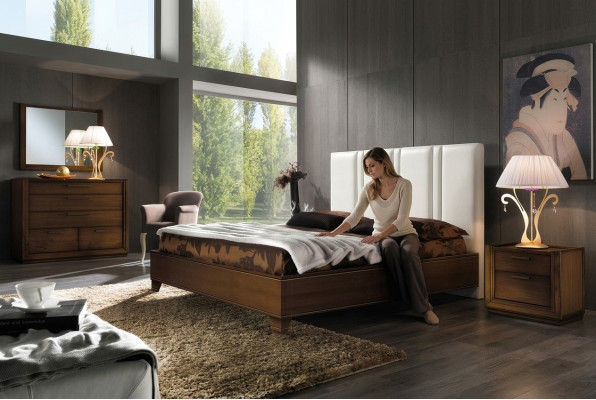 Bedroom bed nightstand double beds modern bed frame bed set three-piece.
