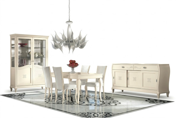 Dining room dining table chair sideboard showcase dining table group wood Italy set 7-piece
